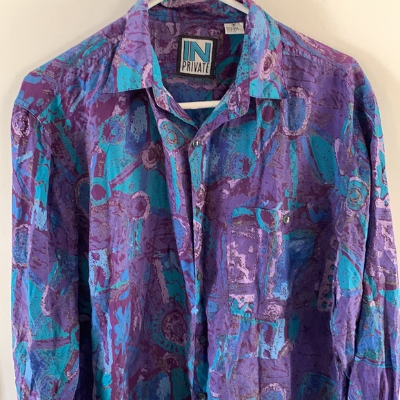 In Private vintage 90s bold print long sleeve silk blouse size medium - Picture 2 of 7